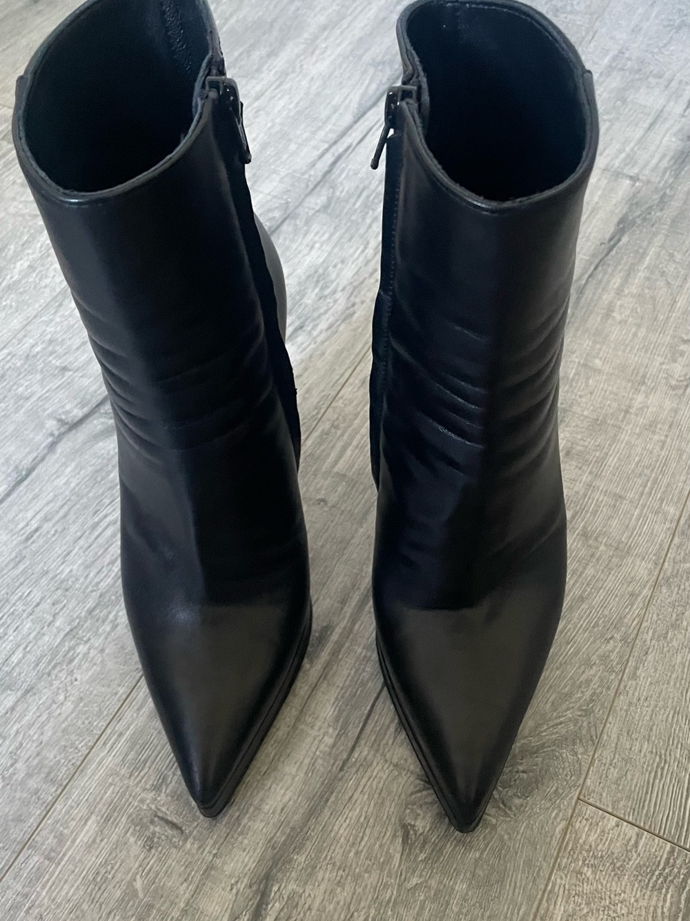 Pointed Toe Black Ankle Booties with Side Zip